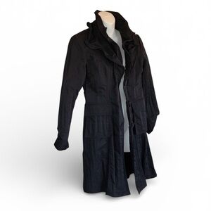 DESIGN TODAY'S Women's Rain Black Jacket, Ruffled Wired Collar S